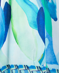 Le Comte - Blouse met koordje - Kobalt met groen, wit en blue
