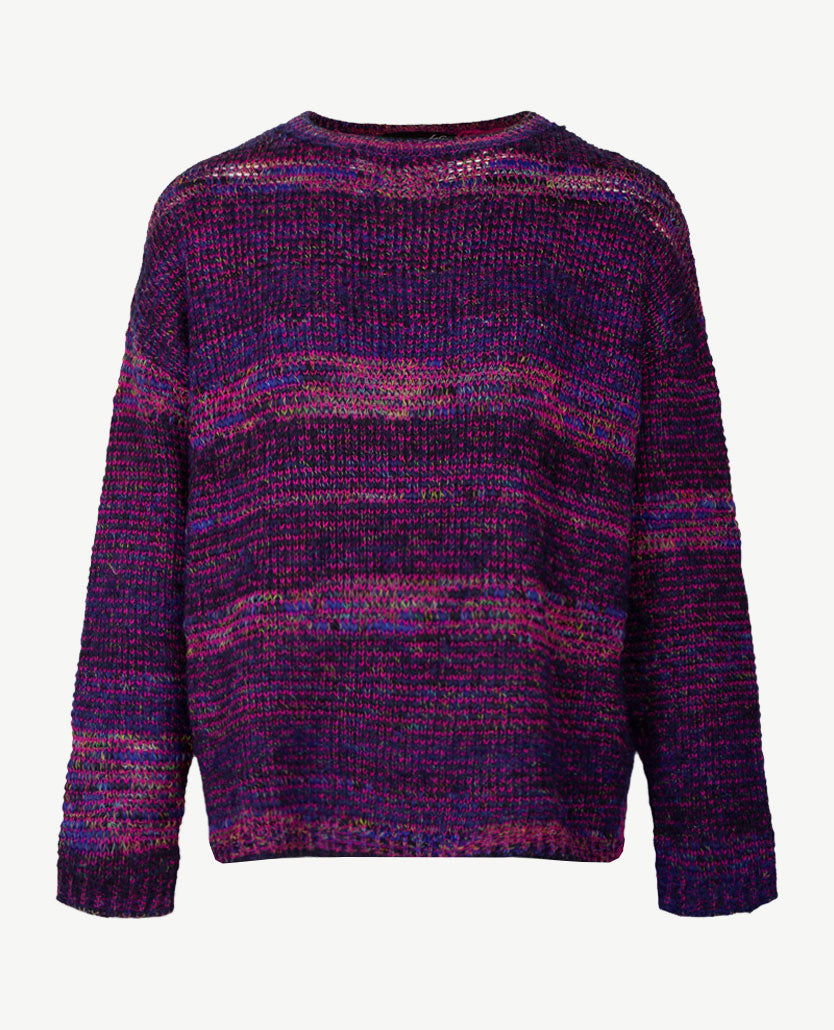 Le Comte - Pullover - Ronde hals - Multicolor op navy basis