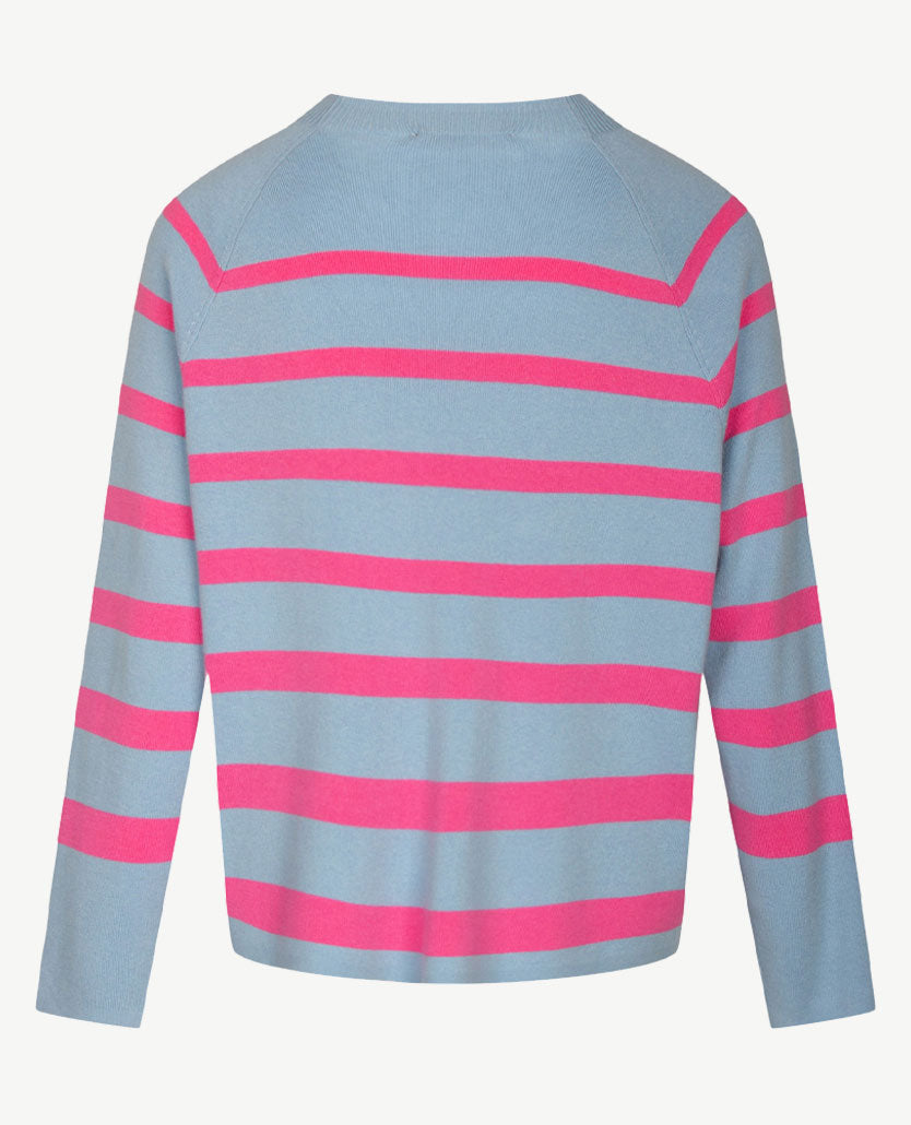 Le Comte - Lichte pullover - Blue met pink