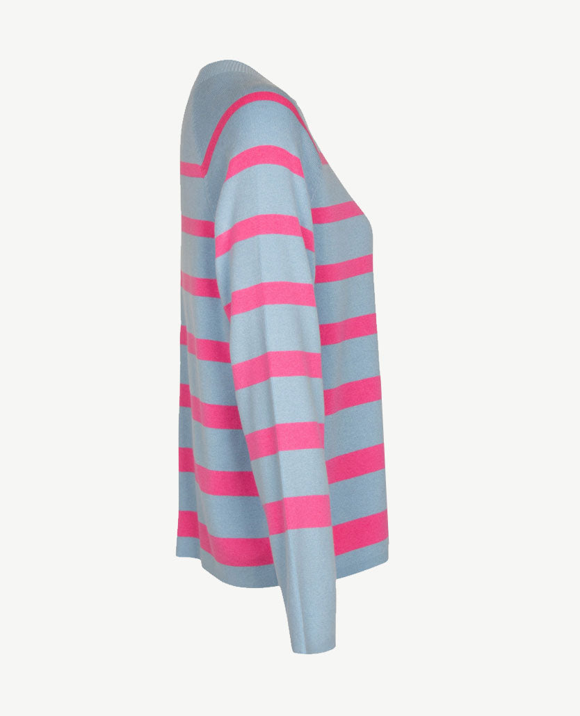 Le Comte - Lichte pullover - Blue met pink
