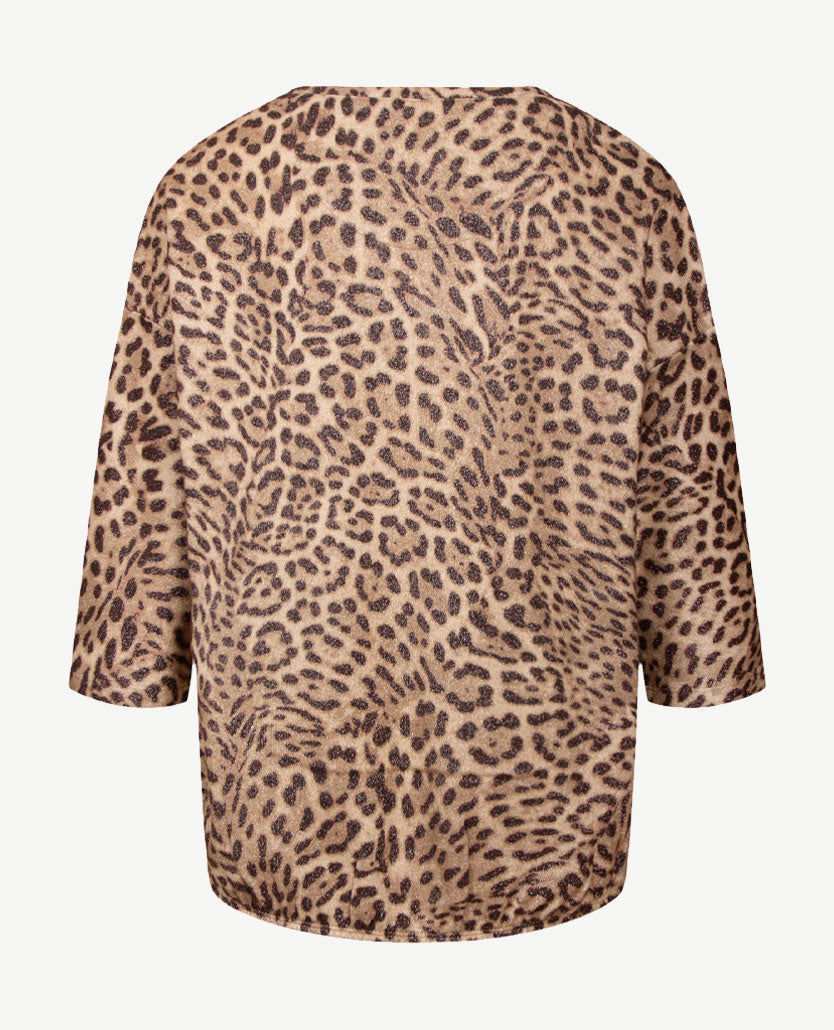 Le Comte - Lichte pullover blouson - Ronde hals - Tijgerprint