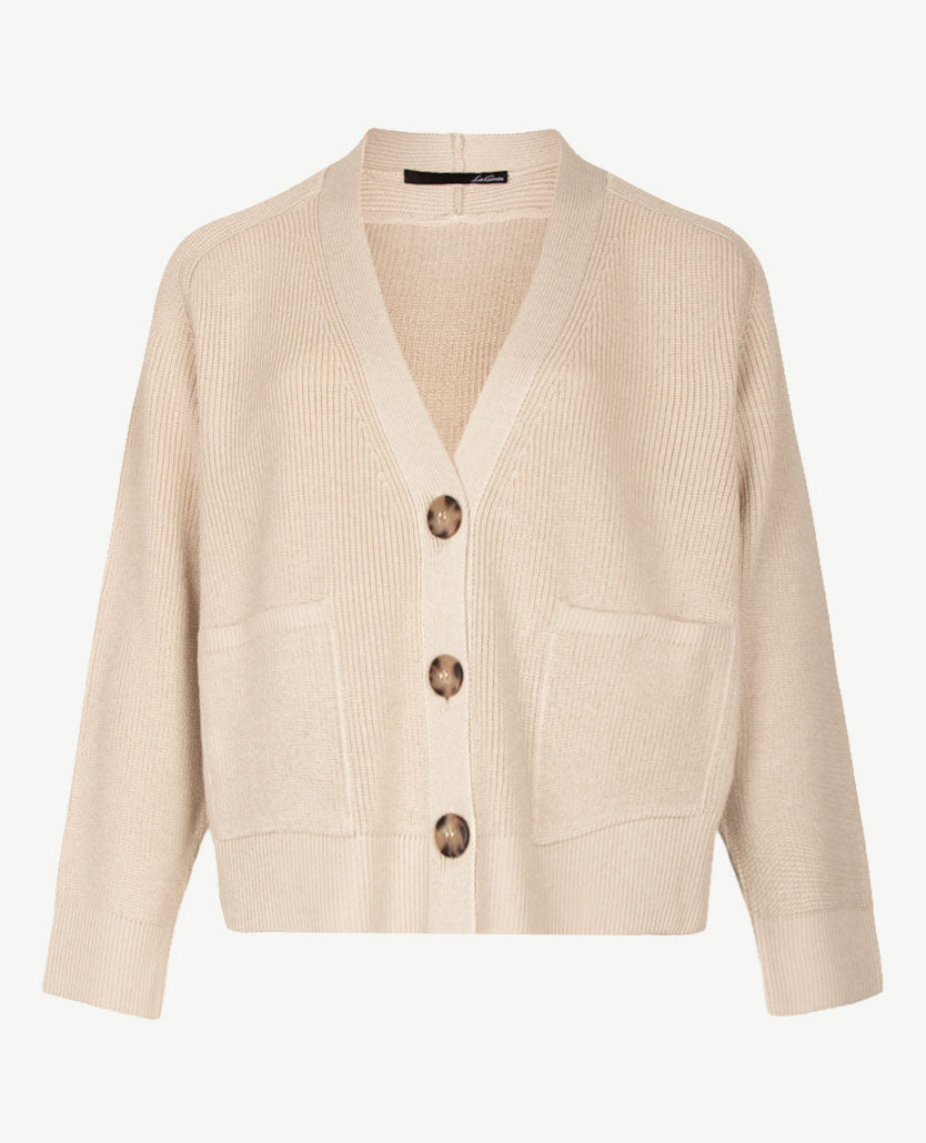 Le Comte - Kort gebreid vest met zakken - Warm beige