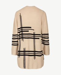 Le Comte - Lang gebreid vest - Beige met zwart