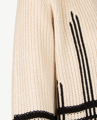 Le Comte - Lang gebreid vest - Beige met zwart