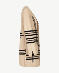 Le Comte - Lang gebreid vest - Beige met zwart
