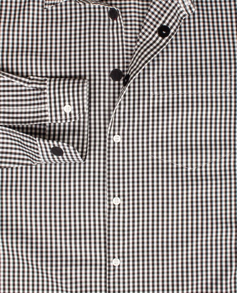 No Buttons®  by D.Y.P - Overhemd met klittenbandsluiting - Patrick - Zwart wit ruitje