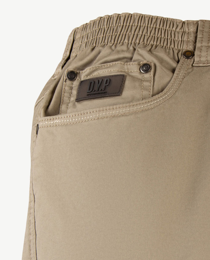 D.Y.P. - Oliver - Elastische band - Katoen - 5-pocket - Licht taupe