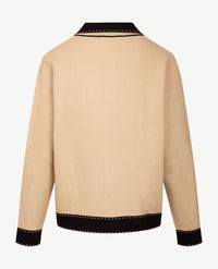 Passioni - Vest met drukknopen - Gebreid - Zwart met beige