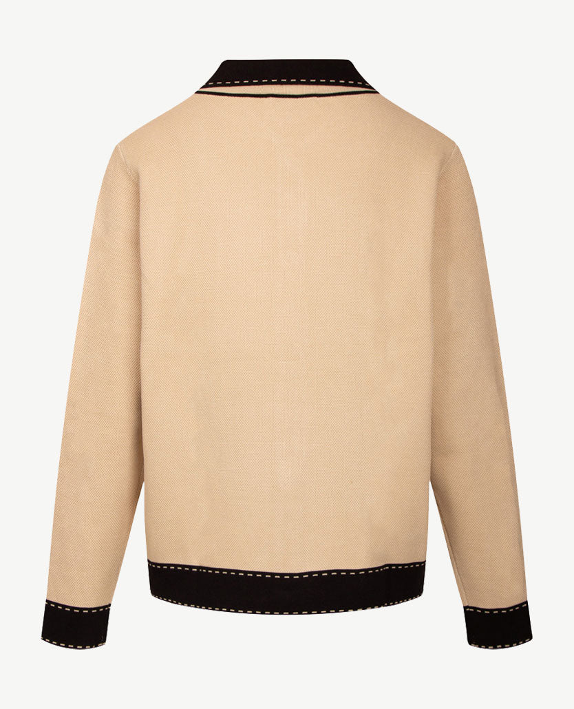 Passioni - Vest met drukknopen - Gebreid - Zwart met beige