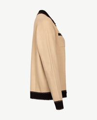 Passioni - Vest met drukknopen - Gebreid - Zwart met beige