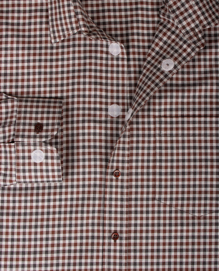 No Buttons®  by D.Y.P - Overhemd met klittenbandsluiting - Patrick - Ruitje navy, grijs en choco