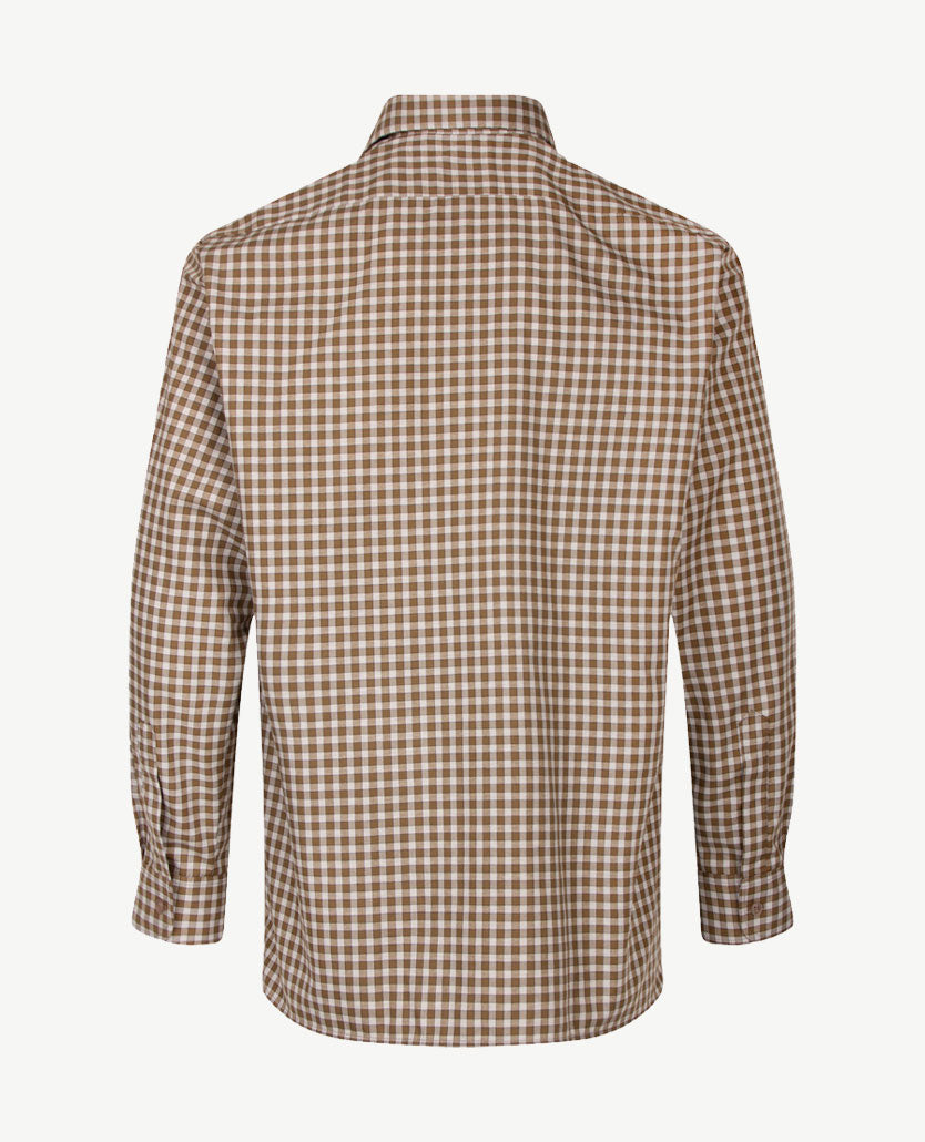 No Buttons®  by D.Y.P - Overhemd met klittenbandsluiting - Patrick - Ruitje khaki, grijs en navy