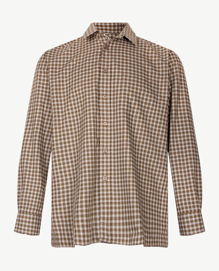 No Buttons®  by D.Y.P - Overhemd met klittenbandsluiting - Patrick - Ruitje khaki, grijs en navy