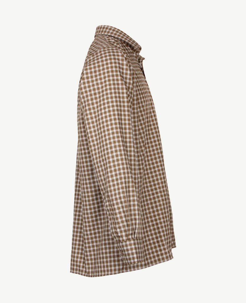 No Buttons®  by D.Y.P - Overhemd met klittenbandsluiting - Patrick - Ruitje khaki, grijs en navy