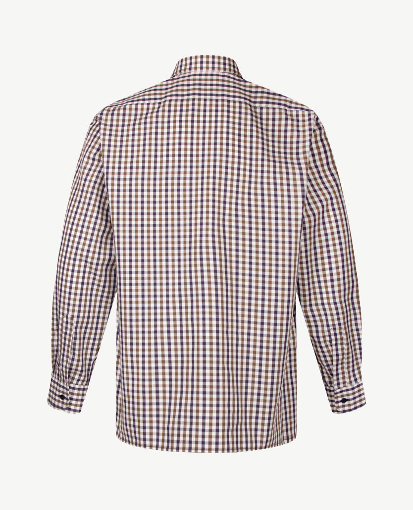 No Buttons®  by D.Y.P - Overhemd met klittenbandsluiting - Patrick - Ruitje khaki, navy en wit