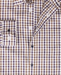 No Buttons®  by D.Y.P - Overhemd met klittenbandsluiting - Patrick - Ruitje khaki, navy en wit