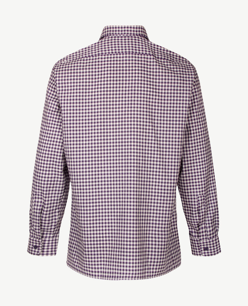 No Buttons®  by D.Y.P - Overhemd met klittenbandsluiting - Patrick - Ruitje grijs - paars/blauw