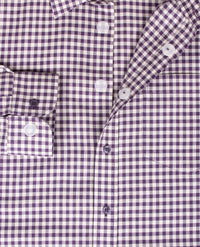 No Buttons®  by D.Y.P - Overhemd met klittenbandsluiting - Patrick - Ruitje grijs - paars/blauw