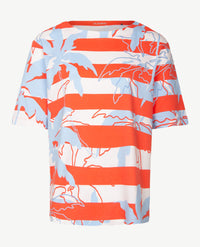 Rabe - Ronde hals - Oranje met blue en wit