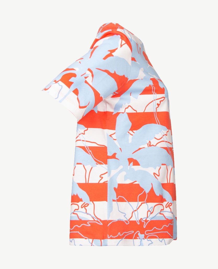 Rabe - Ronde hals - Oranje met blue en wit