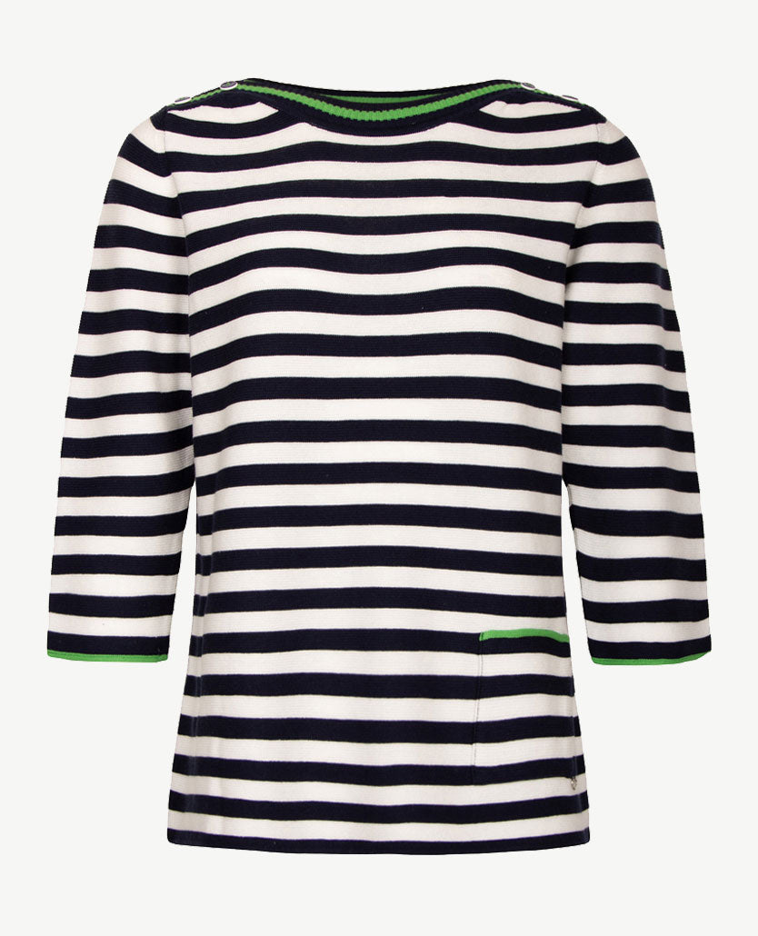 Rabe - Pullover - Streep navy groen