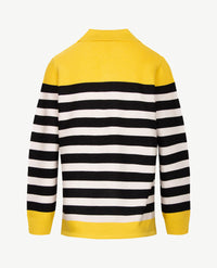 Rabe - Polo gebreid - Zwart, off-white en warm geel