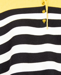 Rabe - Polo gebreid - Zwart, off-white en warm geel