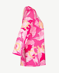 Rabe - Top - ronde hals - Groot dessin met pink, oranje, wit en grijs