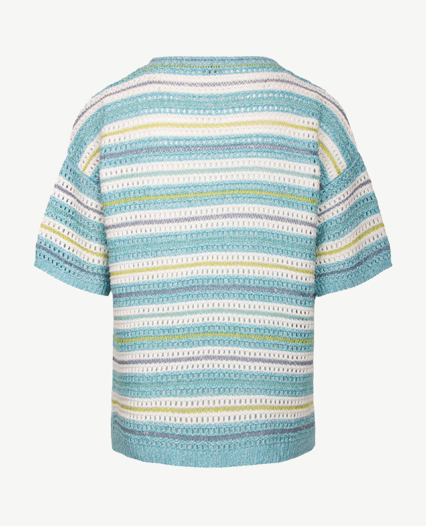 Rabe - Pullover - ronde hals - Azuur, blauw en wit