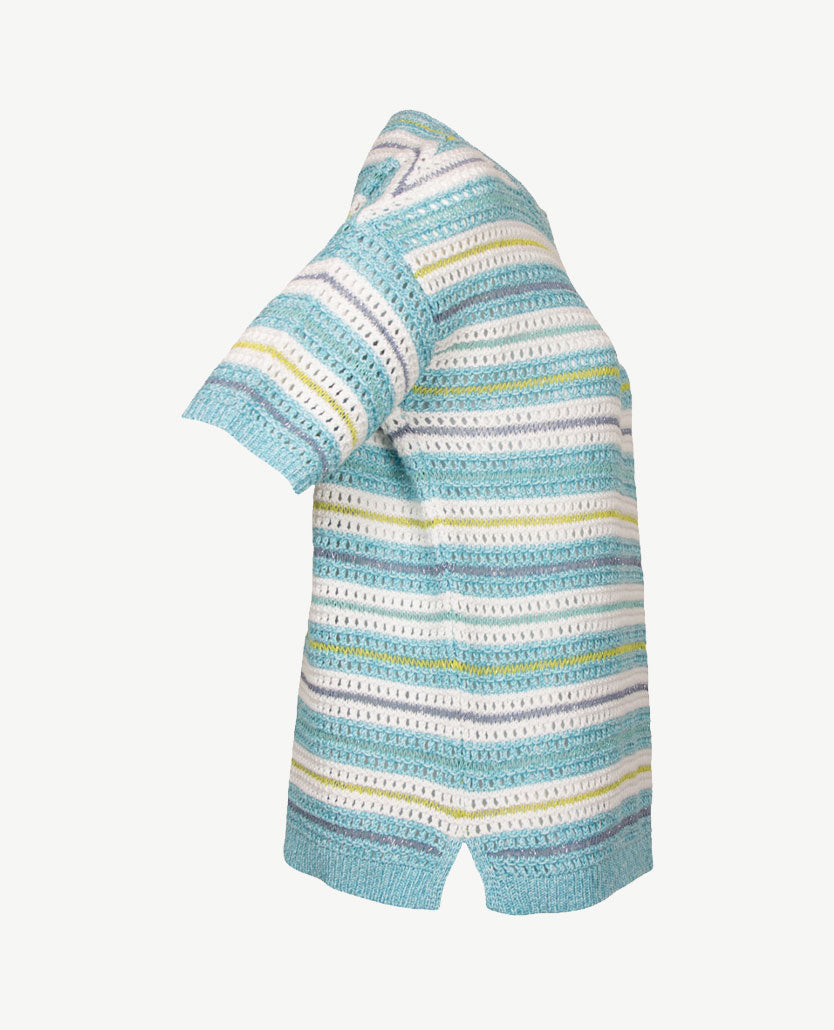 Rabe - Pullover - ronde hals - Azuur, blauw en wit