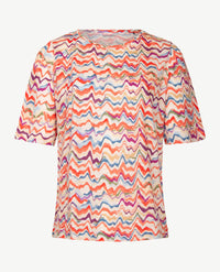 Rabe - Ronde hals - Wave met oranje, bleu, lila en off-white