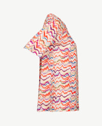 Rabe - Ronde hals - Wave met oranje, bleu, lila en off-white