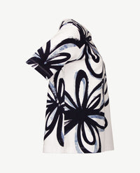 Rabe - Top - Ronde hals - Grote bloem met navy, blue en wit