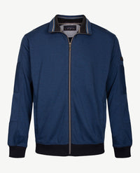 R.B. Boston - Vest - Rits en zakken - Smal streepje marine met blauw