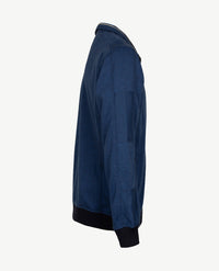 R.B. Boston - Vest - Rits en zakken - Smal streepje marine met blauw
