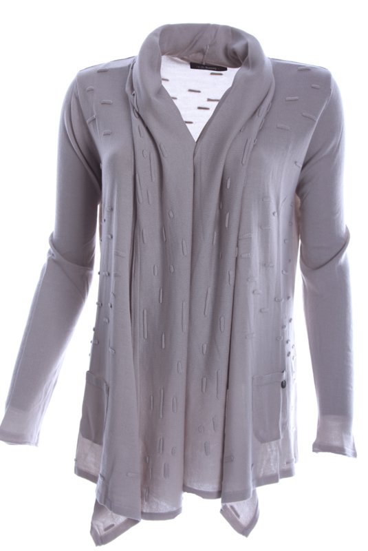 Gollé Haug vest met shawl kraag en lange mouw in zandkleur bij DRESSYOURPARETNS seniorenkleding