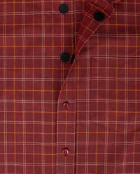 No Buttons®  by D.Y.P - Overhemd zonder knopen - korte mouwen - James - Ruit in rood met wit en iets oranje