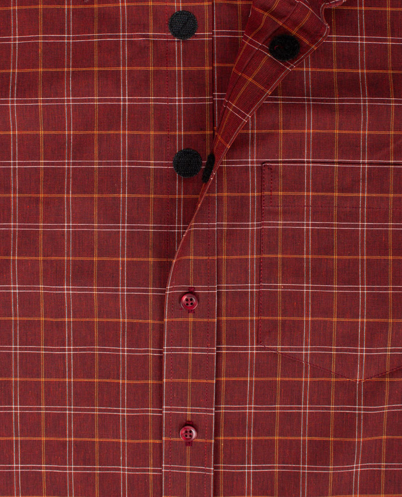 No Buttons®  by D.Y.P - Overhemd zonder knopen - korte mouwen - James - Ruit in rood met wit en iets oranje