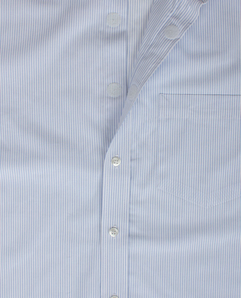 No Buttons®  by D.Y.P - Overhemd zonder knopen - korte mouwen - James - Streepje wit en blue