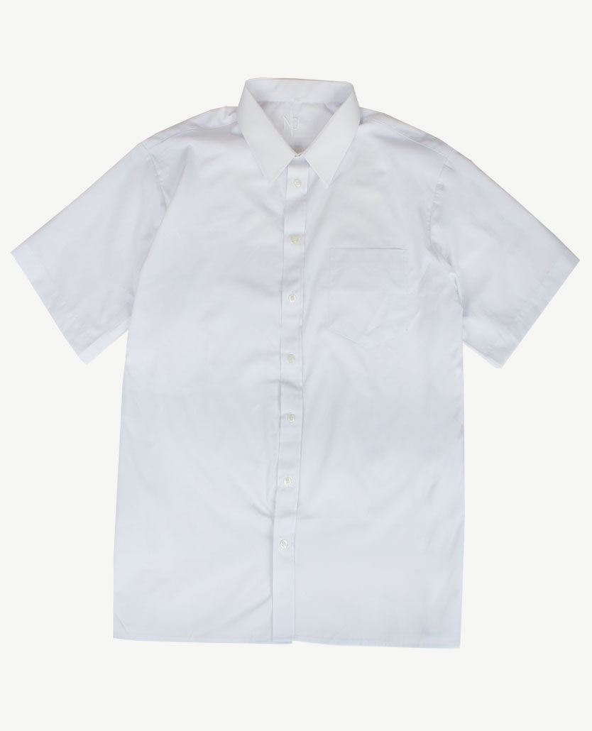 No Buttons®  by D.Y.P - Overhemd zonder knopen - korte mouwen - James - Wit poplin