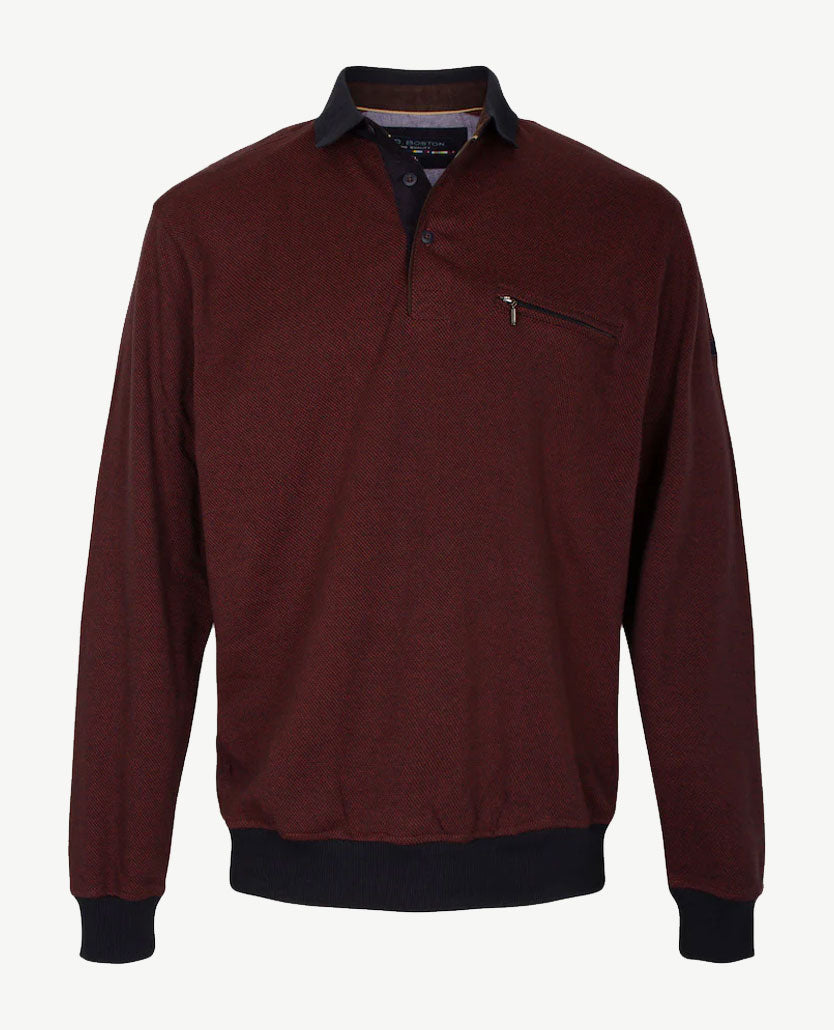 R.B. Boston - Polo met borstzakje - Donker rood en marineblauw