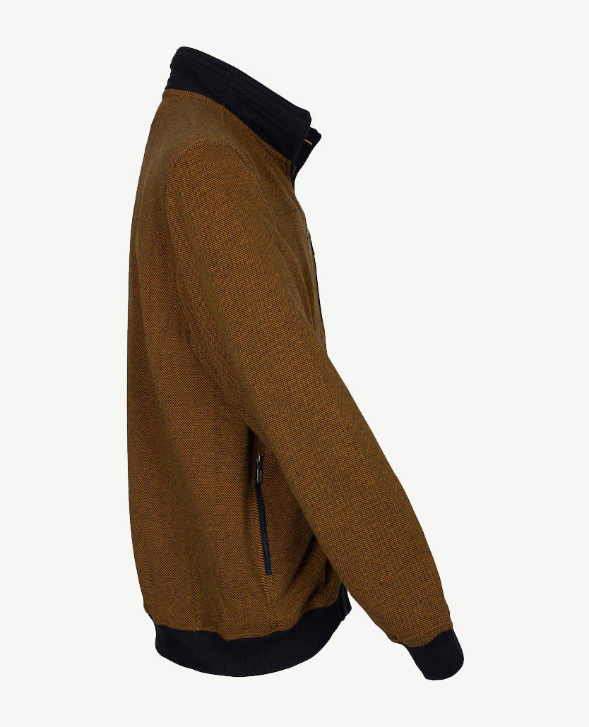 R.B. Boston - Vest - Rits en zakken - Camel met marineblauw