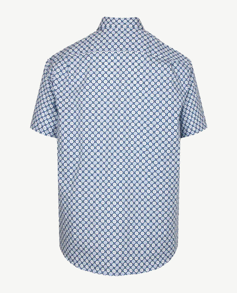 Brax - Overhemd - Dessin marineblauw, blue en wit