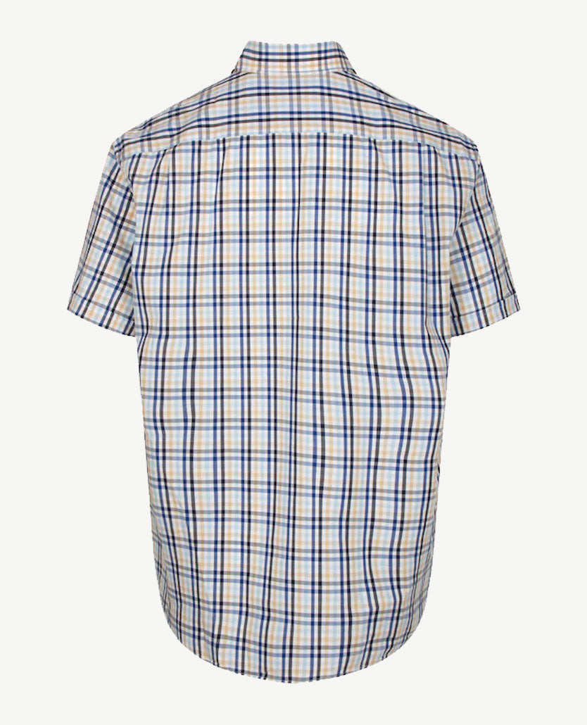 Brax - Overhemd in ruitje - Marineblauw, blue, beige en wit - - Archief 17-11