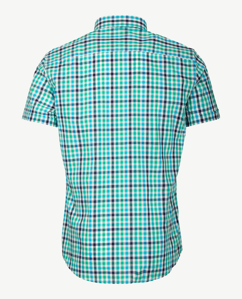 Brax - Overhemd in ruitje groen, wit en blauw