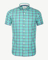 Brax - Overhemd in ruitje groen, wit en blauw