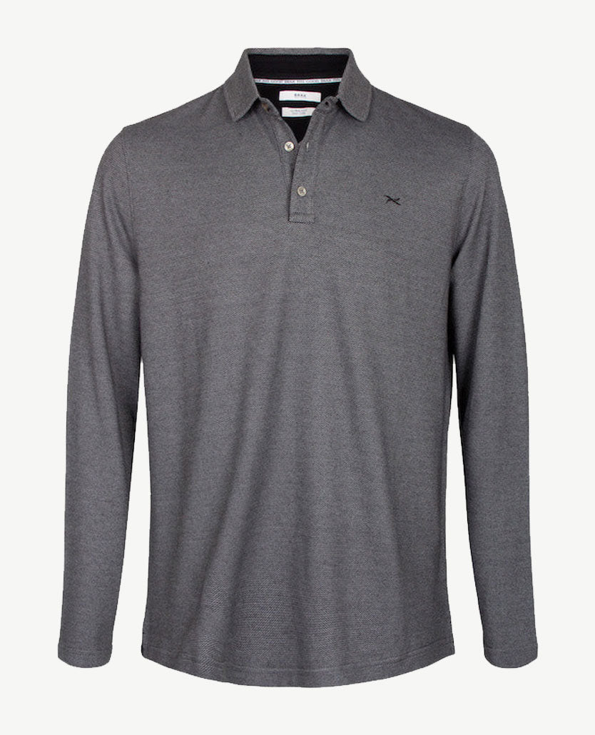 Brax - Polo Prescott -Jersey - Werkje antraciet met wit