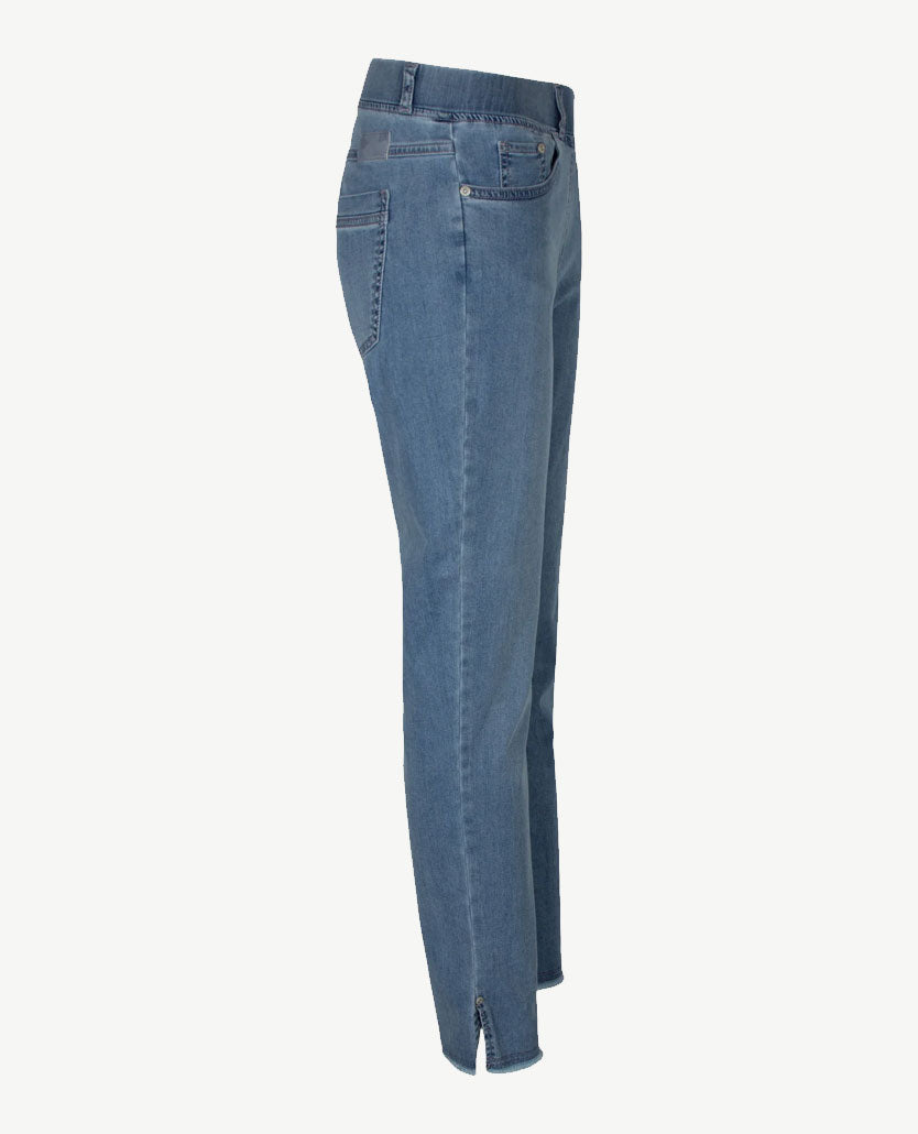 Brax Raphaela - Lavina Fringe - Elastiek rondom - jeans - 6/8 lengte - blauw