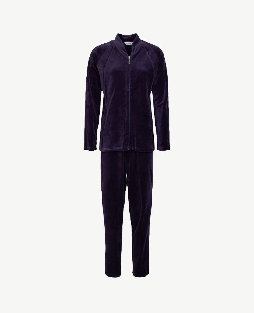 Charmor - Huispak velours - L/M en broek - Donker aubergine