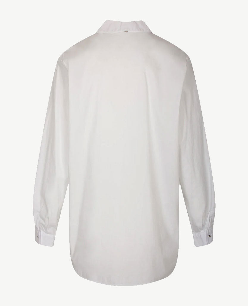 Erfo - Lange blouse  -  Kraag - Poplin - wit